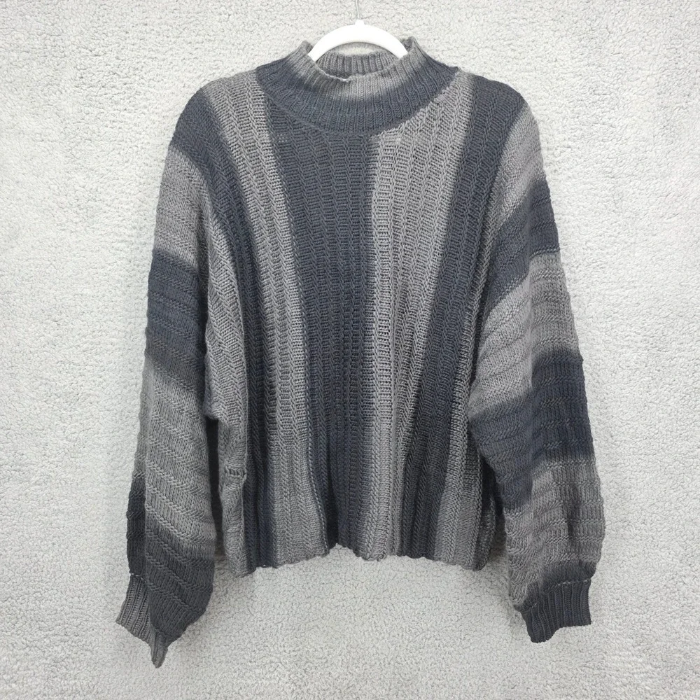 Grey Collection Striped Mock Neck Sweater XL Acrylic Loose Fit‎ Casual
